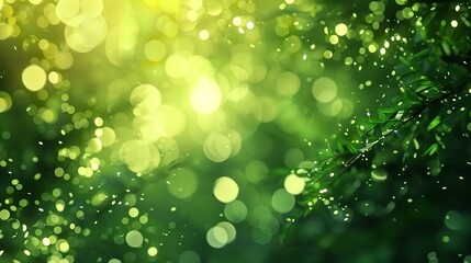 Obraz premium Spring Light Green Blur Background with Glowing Blue