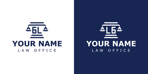 Letters GL and LG Legal Logo, suitable for lawyer, legal, or justice with GL or LG initials © Prayoga