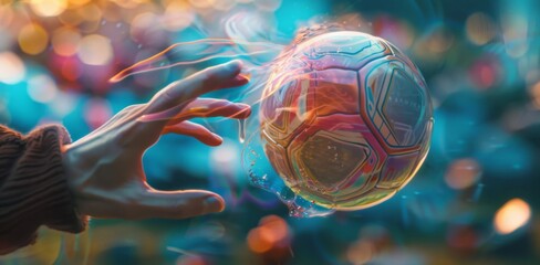 Finger spinning a soccer ball, skill and control. - obrazy, fototapety, plakaty