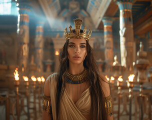 Frontalportrait einer schönen ägyptischen Prinzessin mit generativer KI Midjourney erstellt
