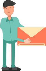 Male Character Holding Mail
