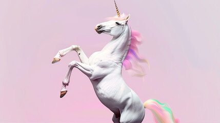 Unicorn on pink background
 - obrazy, fototapety, plakaty