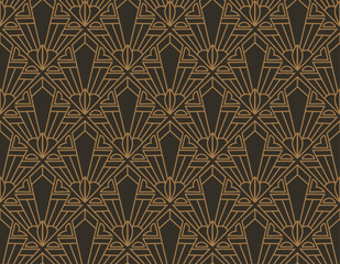 Classic Art Deco Seamless Pattern. Geometric Stylish Texture. Abstract Retro Vector Texture. - 756537032