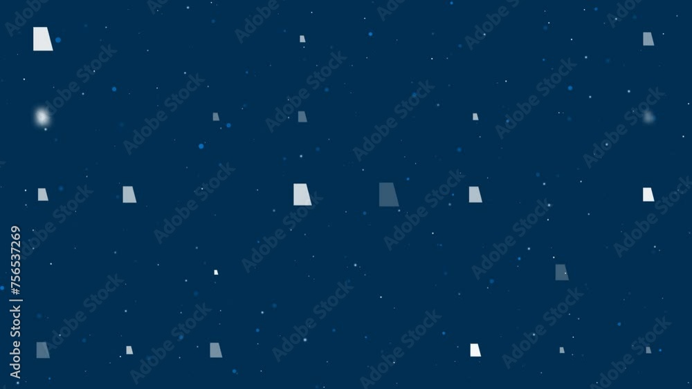 Poster template animation of evenly spaced trapezium symbols of different sizes and opacity. animation of t
