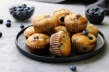 sponge dessert muffins with fresh berries
