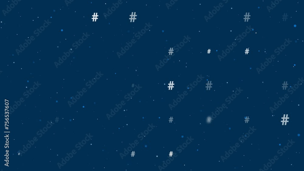 Poster template animation of evenly spaced hash symbols of different sizes and opacity. animation of transp
