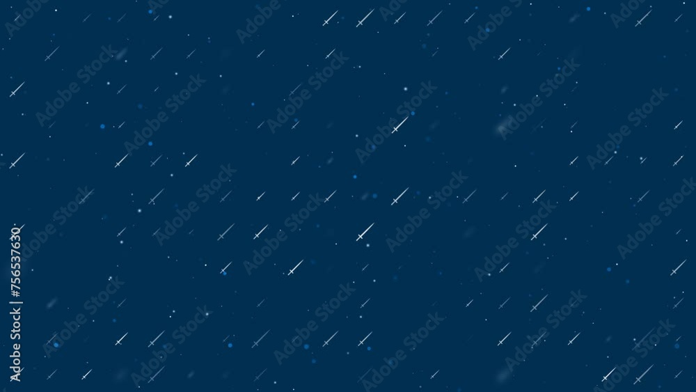 Poster template animation of evenly spaced sword symbols of different sizes and opacity. animation of trans