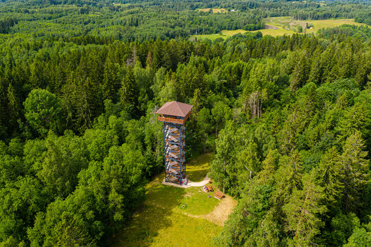 Korneti observation tower in Jaunlaicene parish, Aluksne district, Latvia