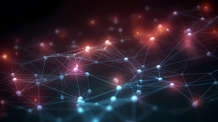 Obraz premium Blue background with dots and lines in the style of interwoven network