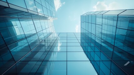 Modern Corporate Building Glass Facade Sky Reflection