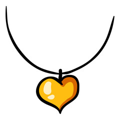 Heart Pendant Hand Drawn Doodle Icon
