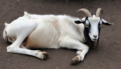 Naklejka na ściany i meble A Goat With Its Legs Folded Beneath It Resting