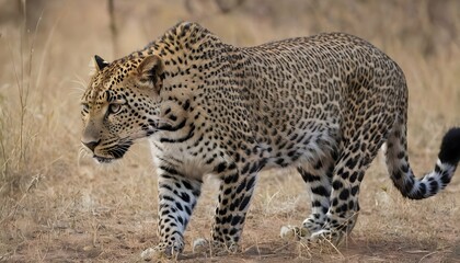 A Leopard With Its Hindquarters Tensed Prepared T