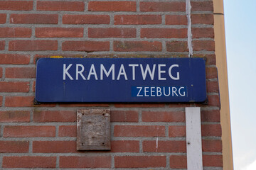 Fototapeta na wymiar Street Sign Kramatweg At Amsterdam The Netherlands 7-3-2024