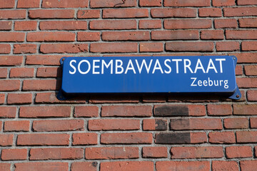 Fototapeta na wymiar Street Sign Soembawastraat At Amsterdam The Netherlands 7-3-2024