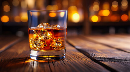 Bar Scene with Single Malt Whisky - obrazy, fototapety, plakaty