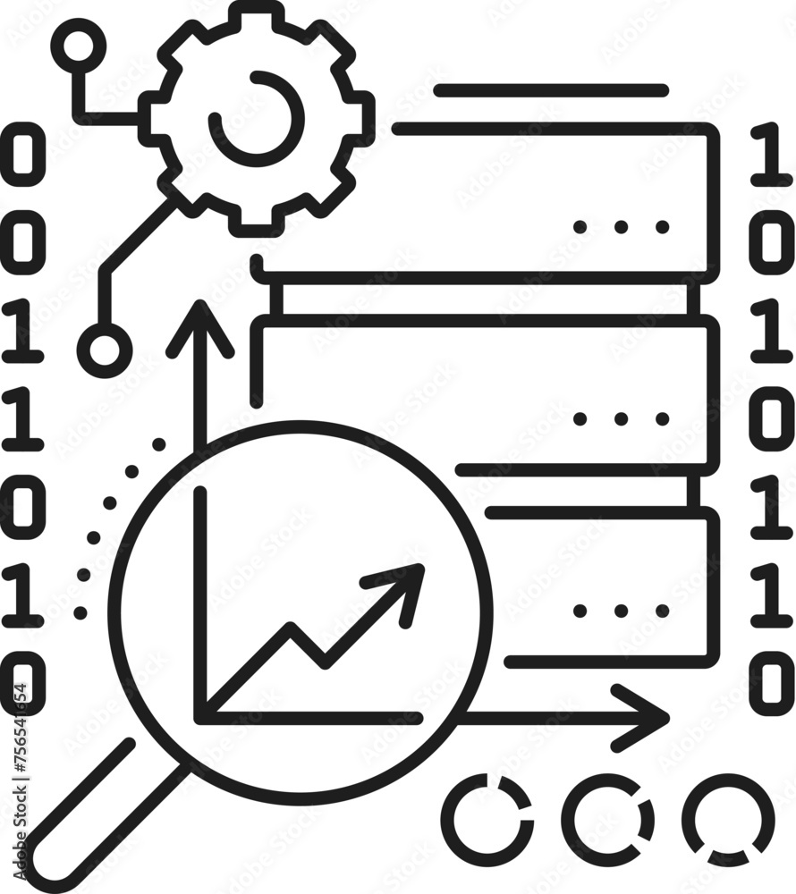 Fototapete data scientist, it specialist icon for web statistics, analysis and website informatics, line vector