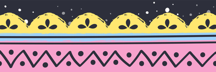 Retro style Easter banner. Concept of an egg pattern. Panoramic header. Vector illustration