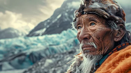 Gordijnen elderly man protective guardian of the sacred glaciers © Andre Hirai