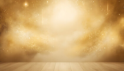 abstract gold studio background, featuring ethereal patterns and a celestial glow