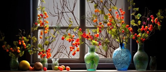 Home window decoration with vase plant