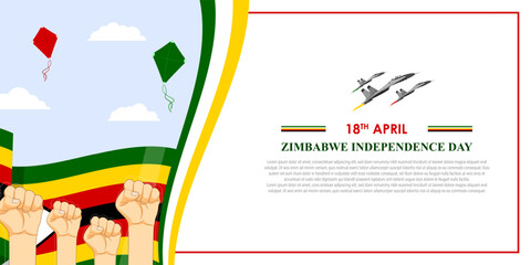 Vector illustration of Zimbabwe Independence Day social media feed template