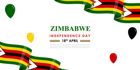 Vector illustration of Zimbabwe Independence Day social media feed template - obrazy, fototapety, plakaty