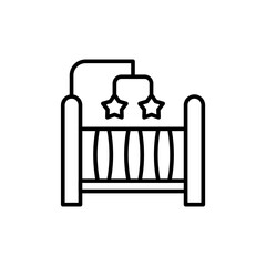 Baby cribs outline icons, minimalist vector illustration ,simple transparent graphic element .Isolated on white background