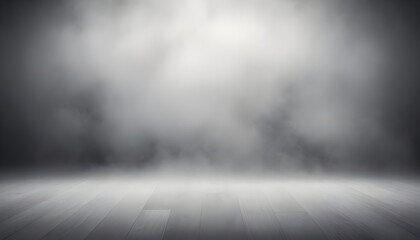 A sleek studio background, backdrop, featuring fog effect texture, a touch of subtle shimmer or a gradient that transitions from grey to white for added depth - obrazy, fototapety, plakaty