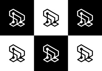 technology modern letter R vector illustration logo