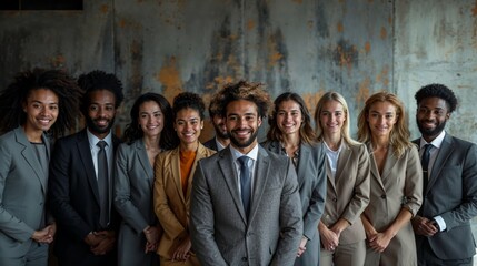 Smiling diverse professional team in smart attire