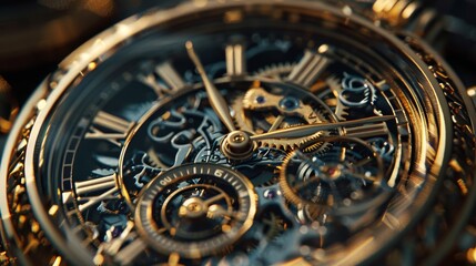 High-resolution macro photography capturing the complex inner workings of a luxury watch with precision craftsmanship.