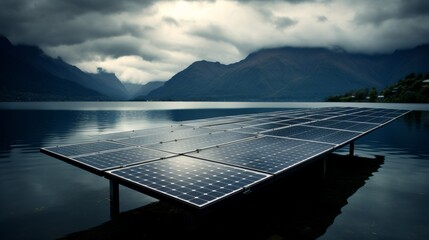 Stunning views of scenic landscapes adorned with solar panels for eco-friendly power generation - obrazy, fototapety, plakaty