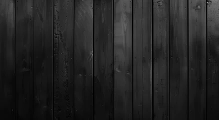 Gardinen Black wood plank widescreen texture. Bamboo slat dark large wallpaper. Abstract wooden panoramic background. © Svetlana