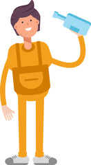 Service Man Character Drinking Beer
