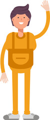 Naklejka premium Service Man Character Raising Hand Illustration 