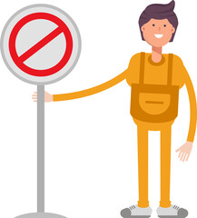 Service Man Character and Prohibition Signage
