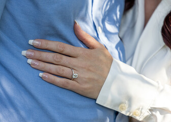 engagement ring on female hand