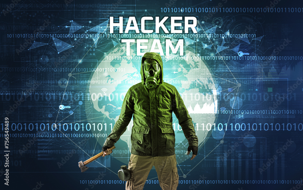 Aufkleber faceless hacker at work, security concept