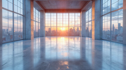 Empty Modern Apartment. Room of Modern Design. Space and Light