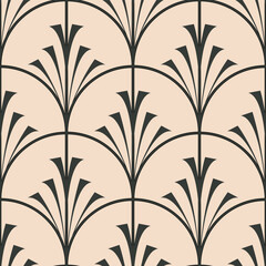 Seamless vector pattern Art Deco dark gray on a light beige background