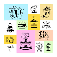 A britain vector in doodle style depicting uk heritage and other cultural components 