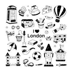 UK vector depicting key elements of the english culture 