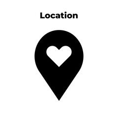 Location mark place icon vector illustration. Favorite place pin. Landmark concept. Pin sign. Caring delivery to address symbol. Solid black isolated pictogram for logo, web, ui, ux. Vector EPS 10