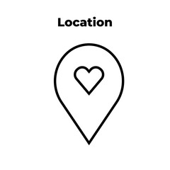 Location mark place icon vector illustration. Favorite place pin. Landmark concept. Pin sign. Caring delivery to address symbol. Thin line isolated pictogram for logo, web, ui, shop. Vector EPS 10