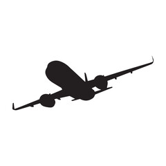 plane silhouette vector isolated black on white background