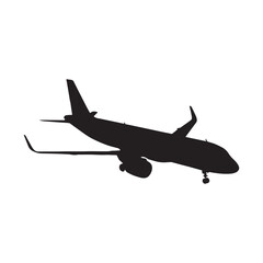 plane silhouette vector isolated black on white background