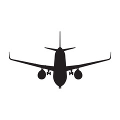 plane silhouette vector isolated black on white background