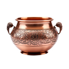 Antique copper pot isolated on transparent background