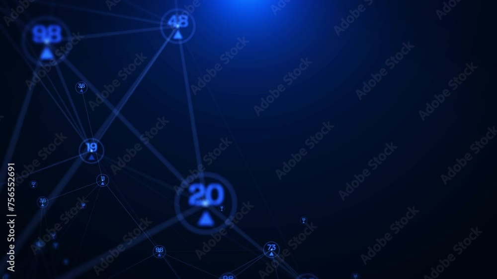 Poster Technology digital stream line structure cyber data network connection concept. Abstract 3d futuristic flying through goal or destination concept areal view 4K motion background.